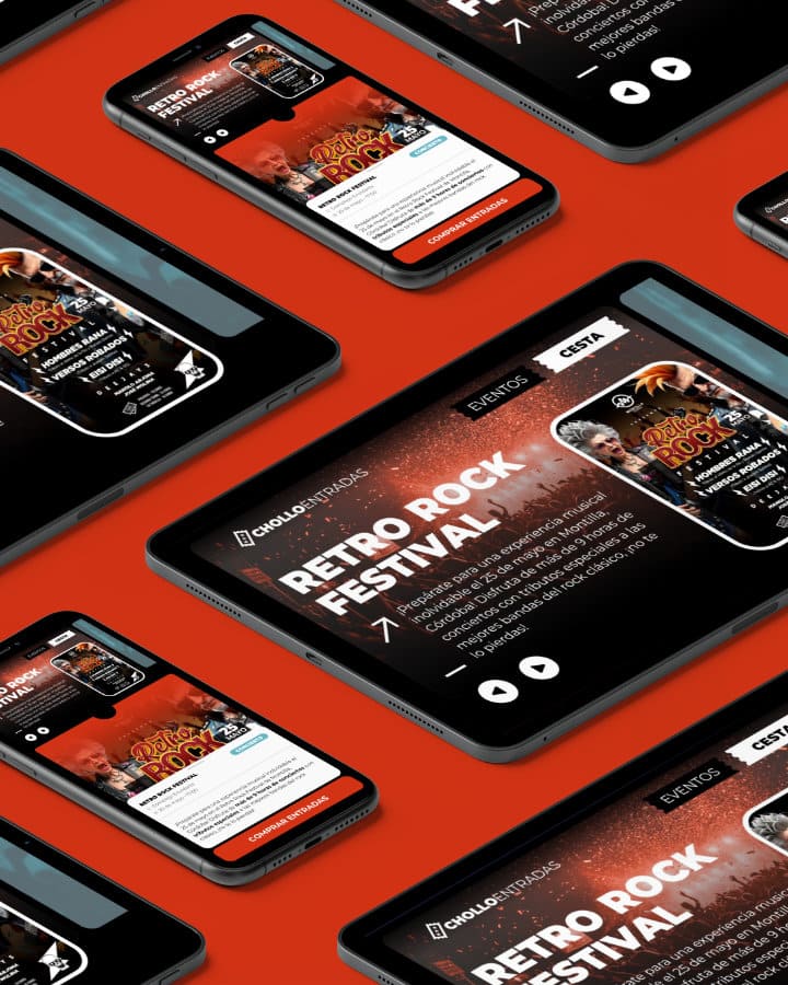 Cholloentradas.com website adapted for accessibility on tablets and mobiles.