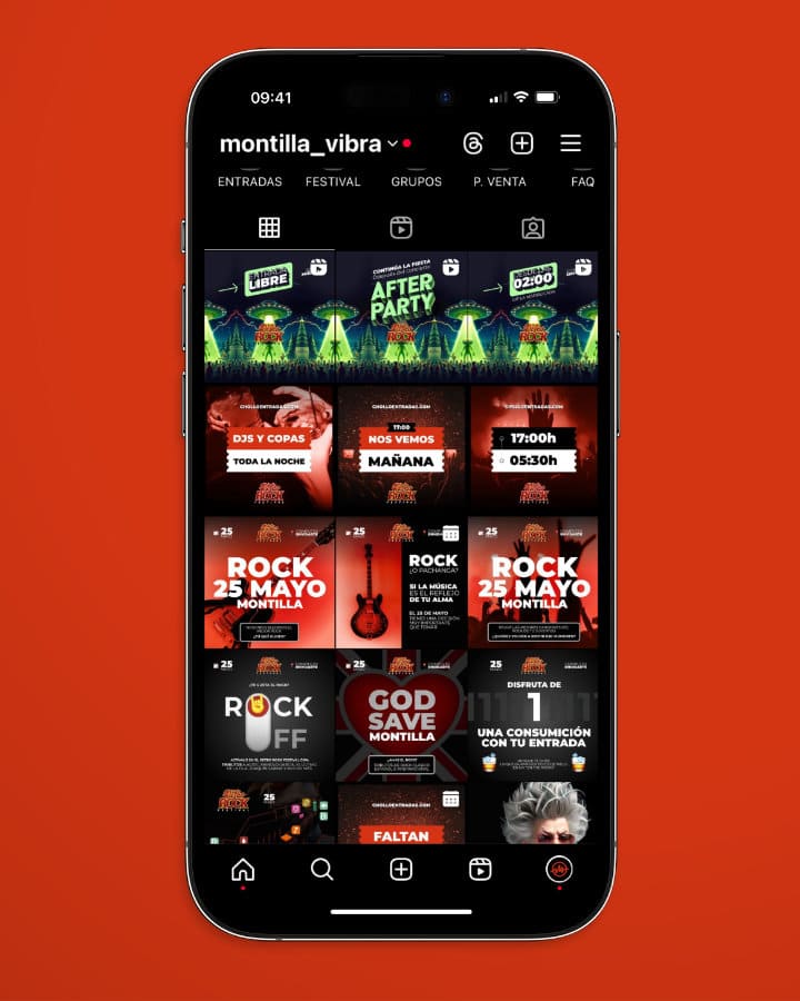 Mobile phone displaying posts on Instagram.