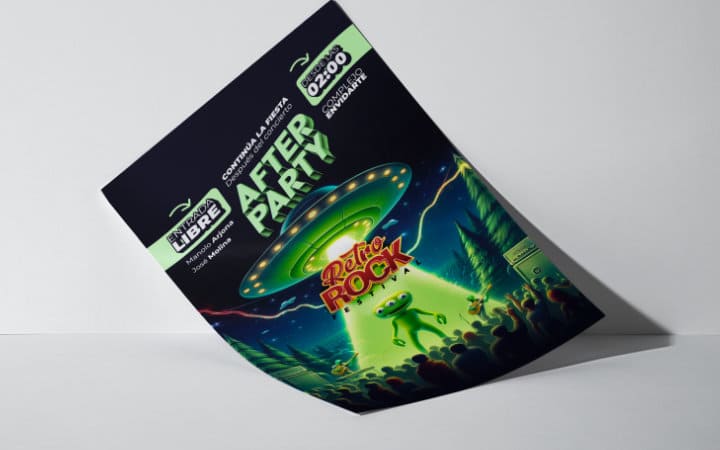 Poster for the 'After Party' of the festival, in neon colors.