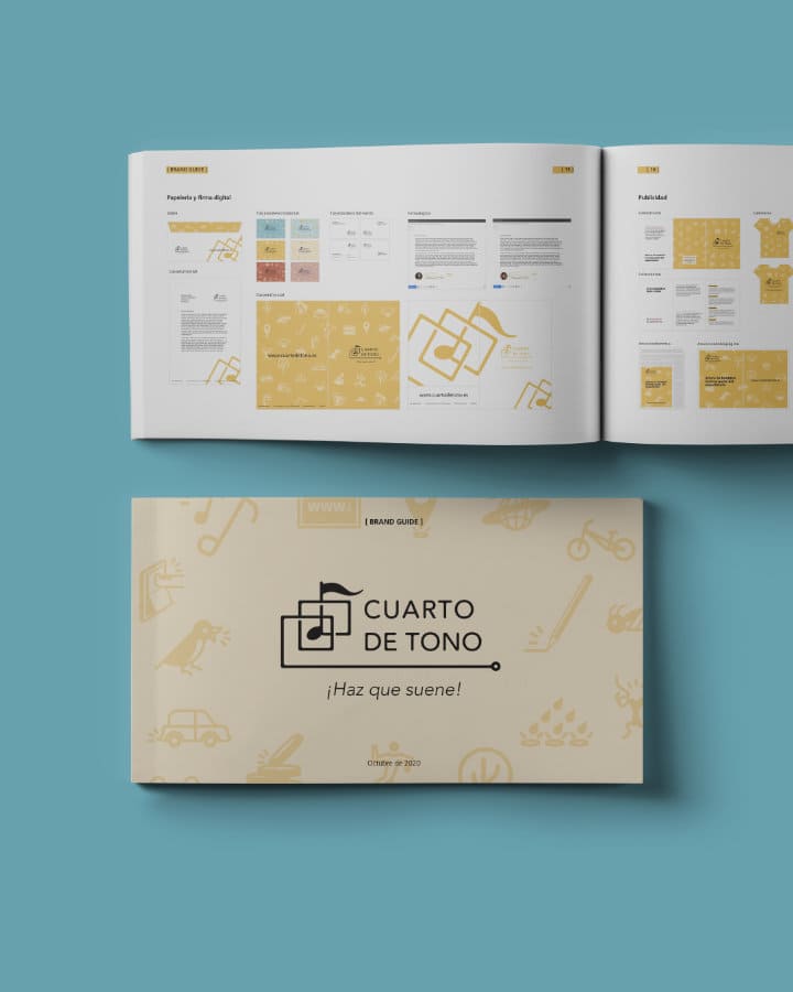 Manual of 'Cuarto de Tono' with details of brand applications and cover.