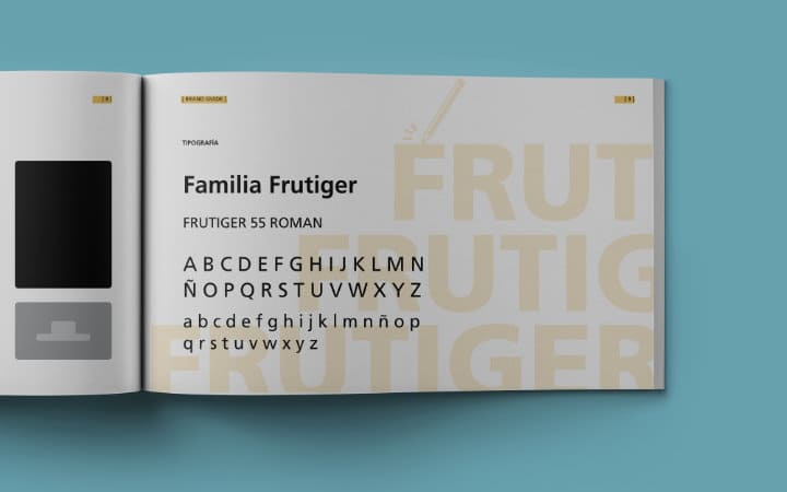 Detail of the manual on the use of Frutiger typography.