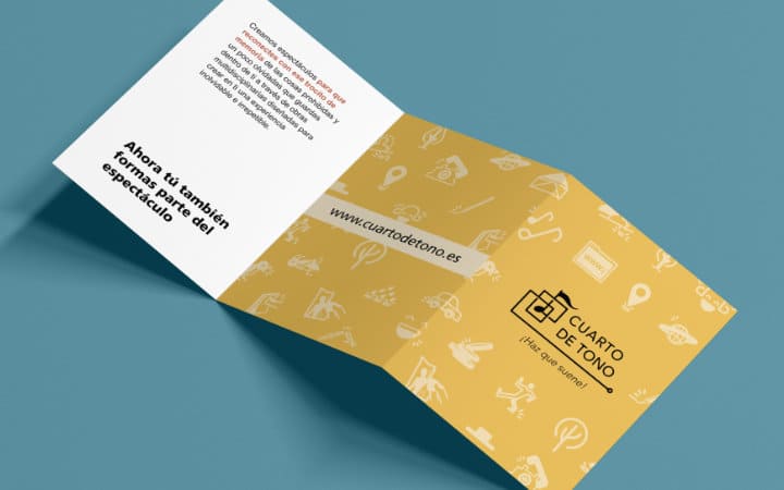 Promotional brochure of the identity of Cuarto de Tono.