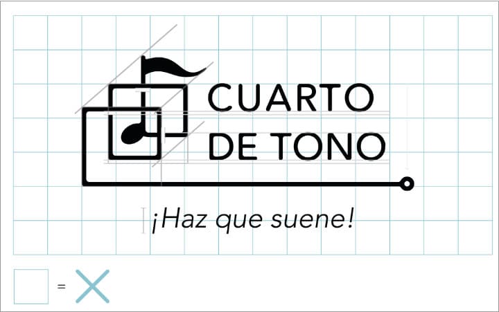 Construction of the Cuarto de Tono logo.