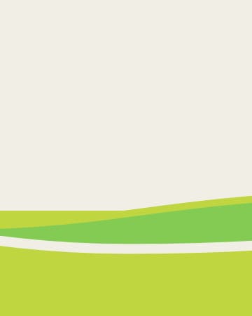 Fondo decorativo de la ilustración: amanecer simbólico hecho en gráficos vectoriales planos con un campo verde en varios tonos y el sol rojo del amanecer.