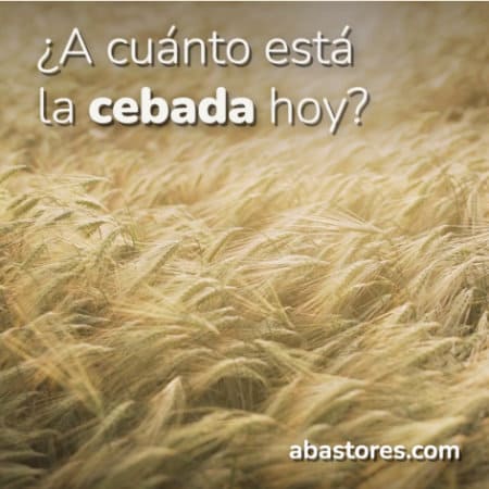 Anuncio de Abastores en el que se ve un campo de cebada dorado y un mensaje en el que pone ¿a cuánto está la cebada hoy?