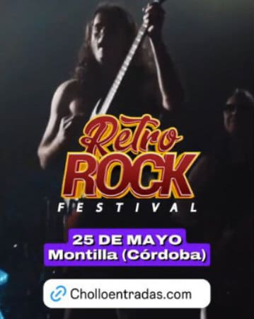 Tarjeta promocional del festival con logo del evento y un rockero.