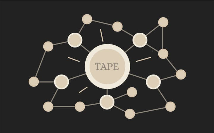 Segundo keyframe de 'TAPE' con un diagrama de líneas conectadas.
