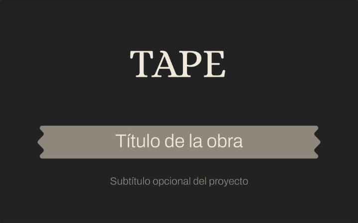 Final de animación con el logo 'TAPE' y espacio para el título y subtítulo de un proyecto.
