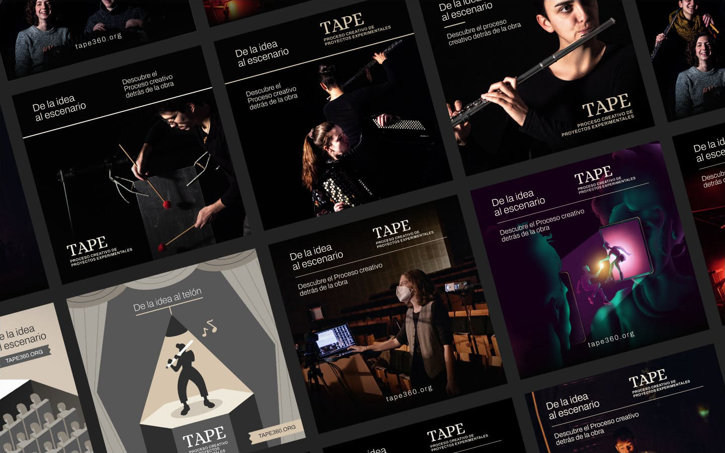 Anuncios y publicaciones para redes sociales de TAPE.
