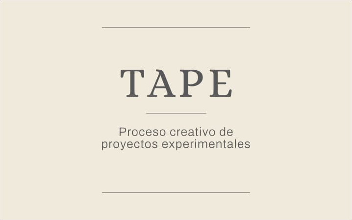 Logotipo de Tape y eslogan 'Proceso creativo de proyectos experimentales'