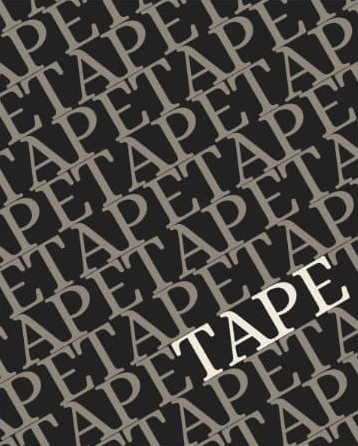 Tarjetas y anuncios con diferentes estilos gráficos y el logo 'TAPE'